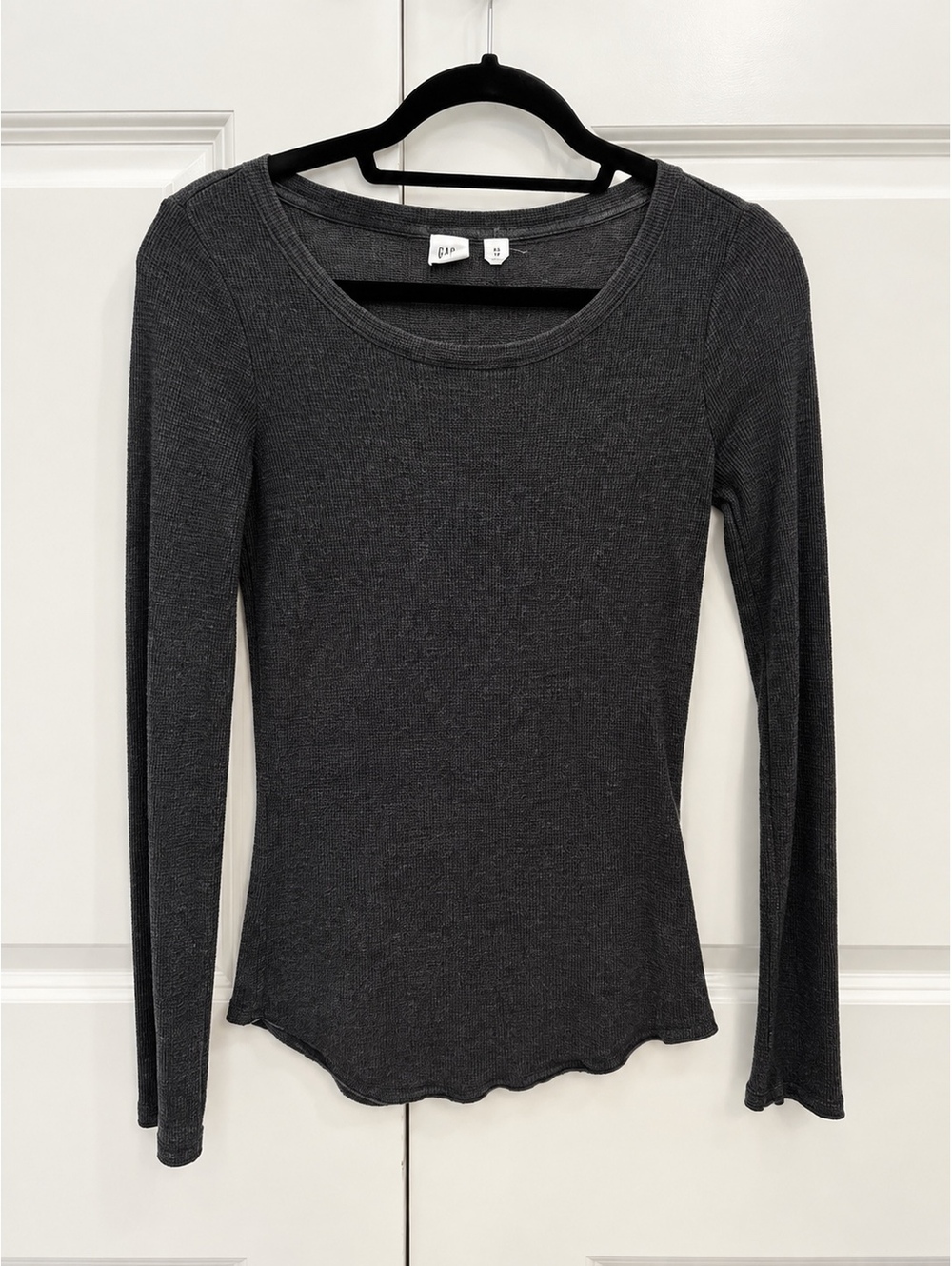 GAP Women’s Gray Waffle Knit Thermal Long Sleeve Top XS